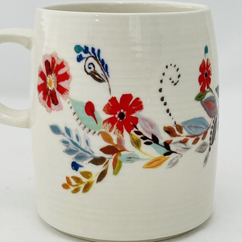 Anthropologie Monogram Letter E Coffee Mug Starla Halfmann Petal Palette Cup - Picture 2 of 9